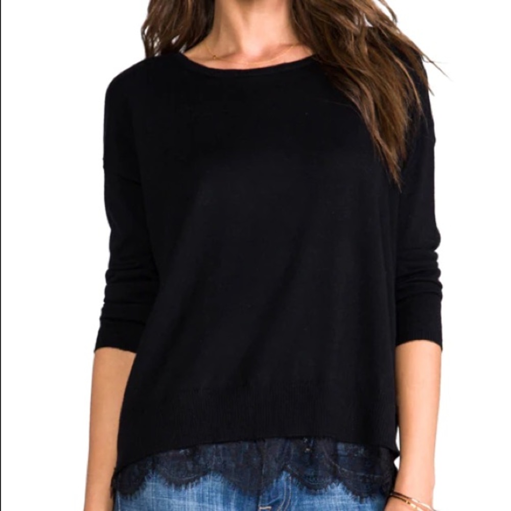 $128 Joie Hilano Sweater with Lace Trim cashmere blend - Picture 1 of 4